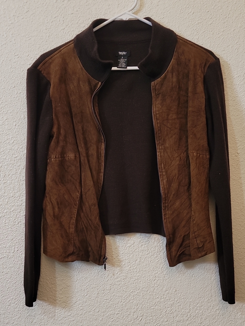 Mossimo Supply Co. Brown Suede-Front Bomber Jacket